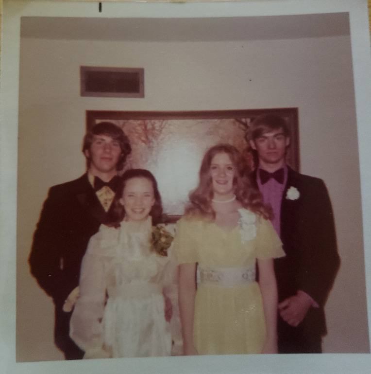 Senior Prom. Donna with Chris Roy and Debbie with Lance King (Memorial)